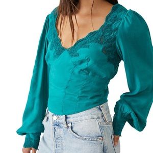 NEW Free People long sleeve lace blouse size small